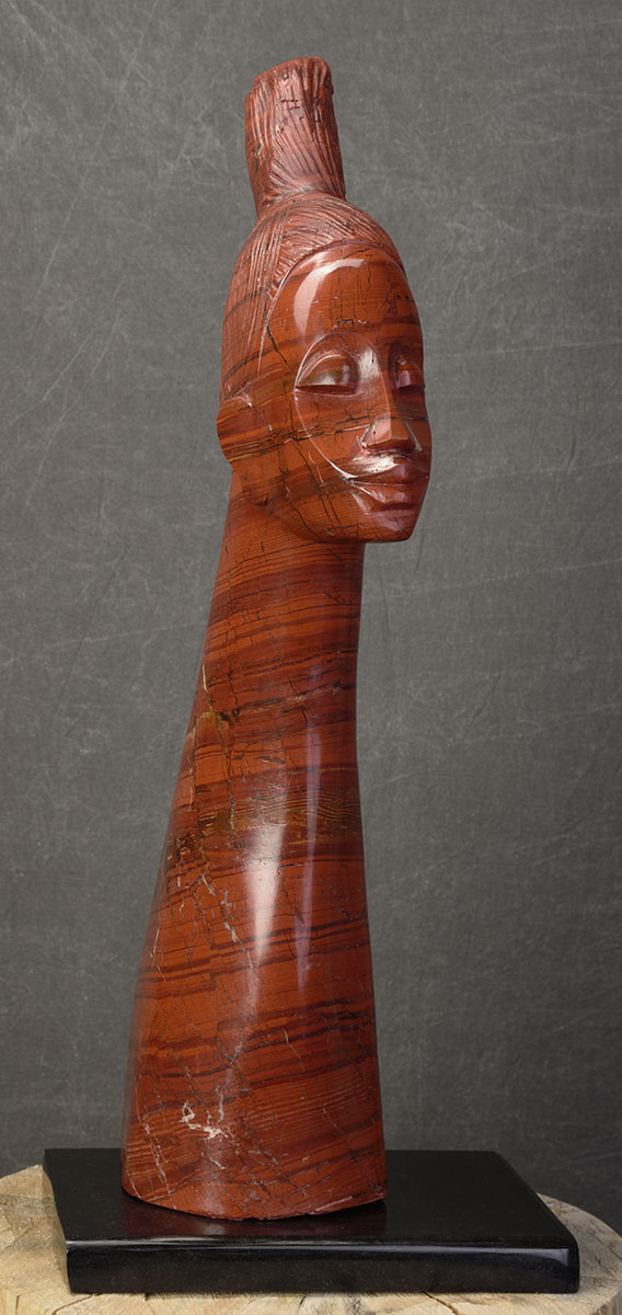 Bliss - Red Jasper African Head Sculpture