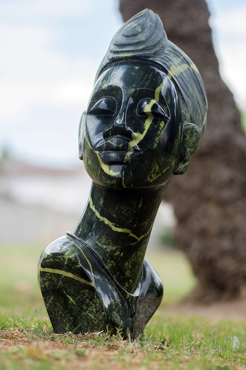 Dignity - Leopard Rock - African Head Sculpture