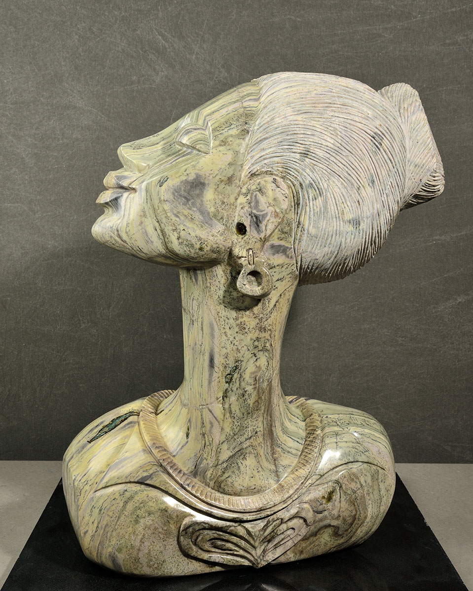 Proud - Butter Jade African Head Sculpture