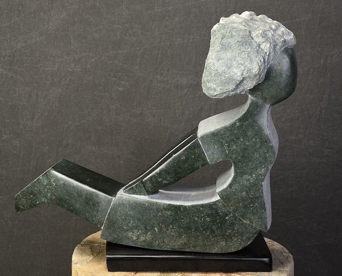 Rocking Girl - Green Opal African Sculpture
