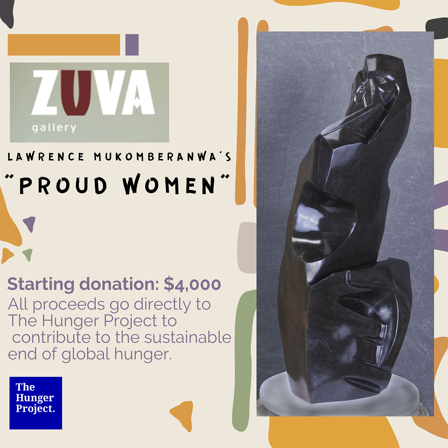 Flyer for "Proud Women" Sculpture Donation for the Hunger Project